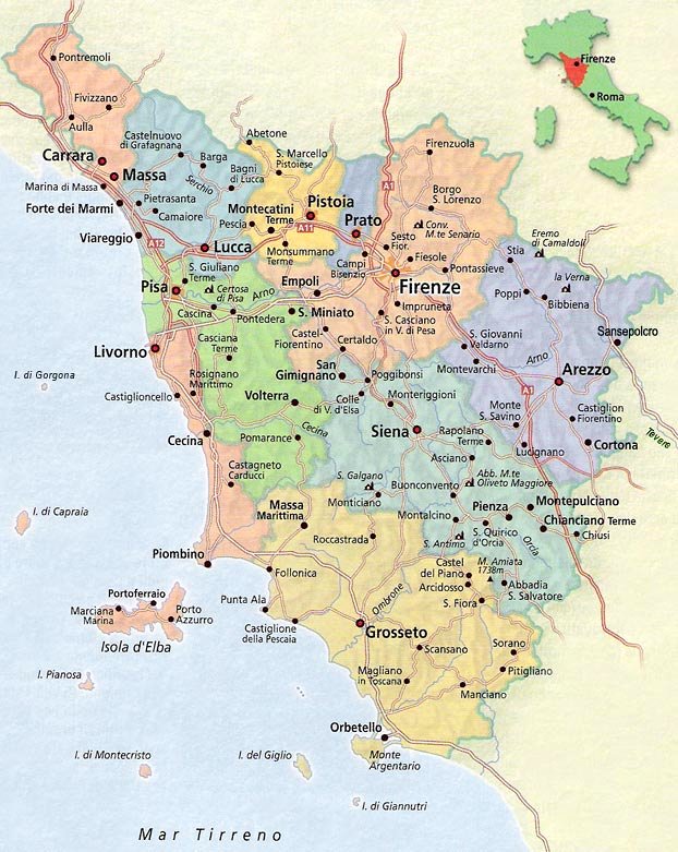 Tuscany Map & Map of Tuscany Italy